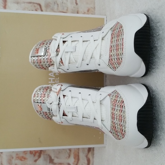 New Michael Kors Georgie Wedge Sneakers - Picture 2 of 10